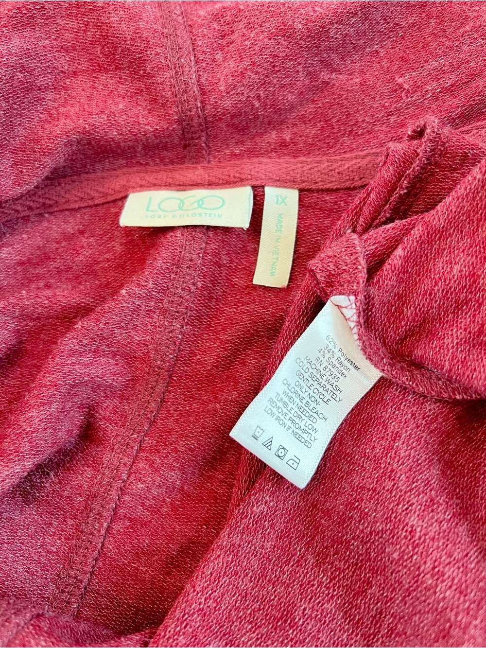 Logo Lori Goldstein Soft Rose Pink Zip Hoodie 1X - Picture 10 of 12